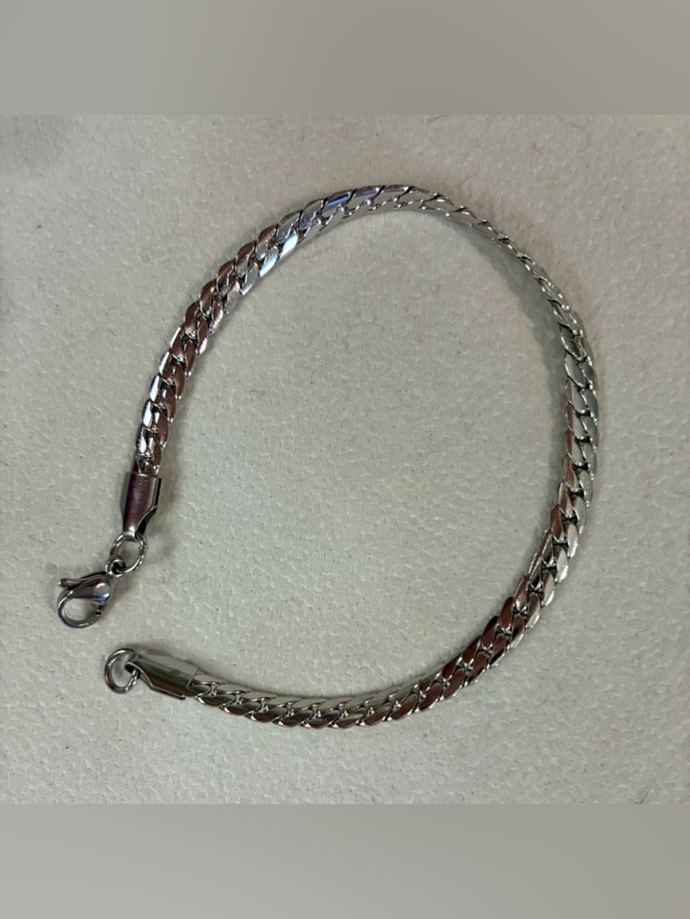 Women's Polished Silver Curb Bracelet with Lobster Clasp